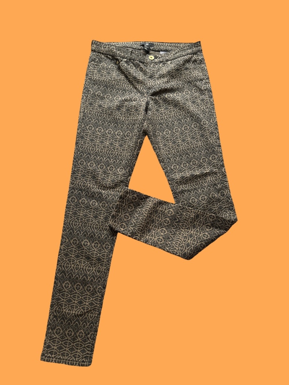 H&M Black and Tan Geometric Skinny Pants